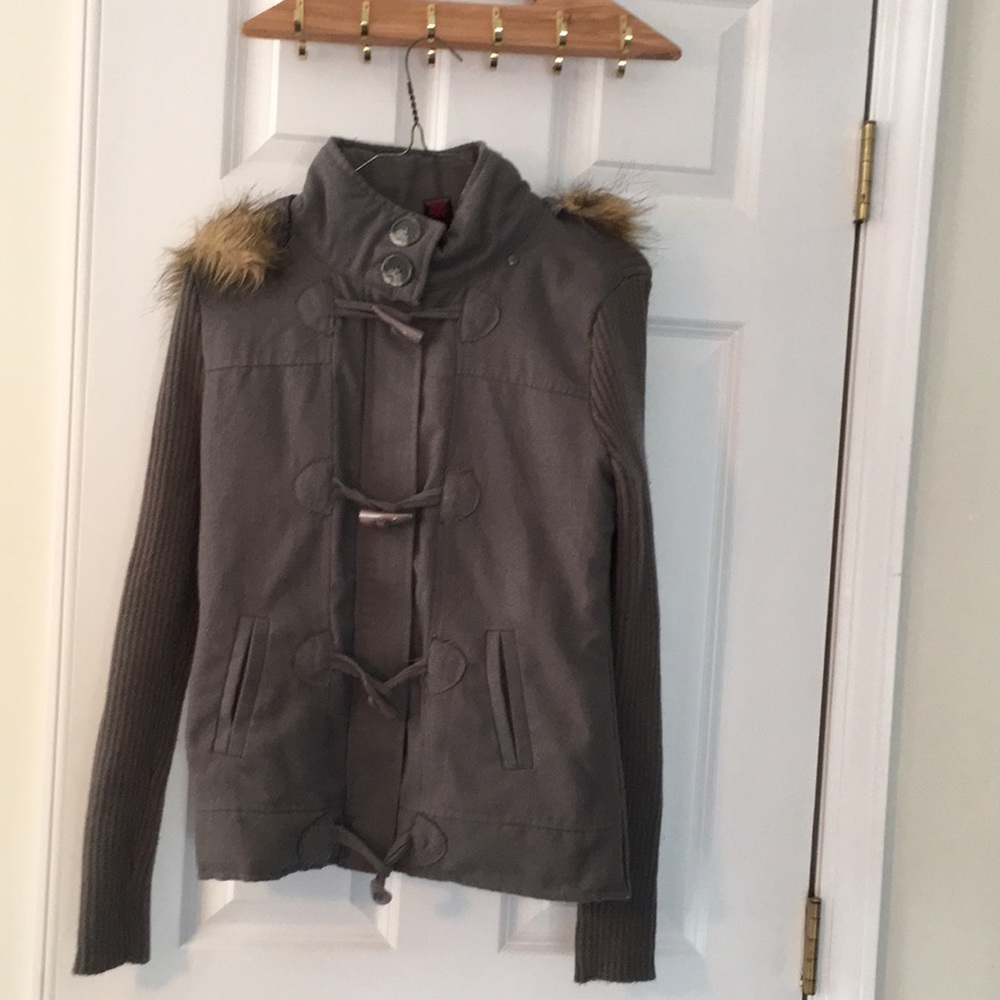 Olive Green Cardigan Sweater with Hood